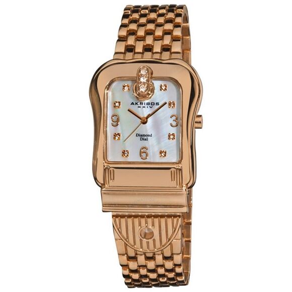 Akribos XXIV AK528RG Rose Gold Diamond Dial Ladies Watch Timepiece‎ Chronograph - Picture 1 of 9